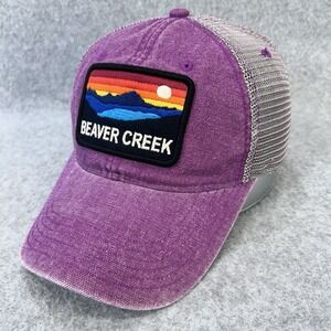 Beaver Creek Legacy Snapback Trucker Cap Purple Gray Mesh Mountain Patch